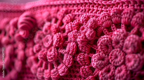 Crocheted modern clutch bag models knitted with fuchsia