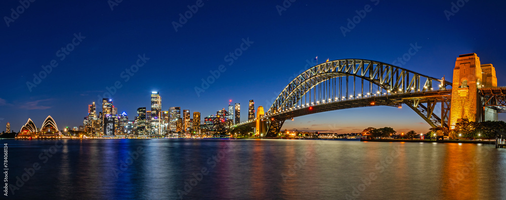 Naklejka premium Sydney, New South Wales, Australia; February 25, 2024 - Skyline of Sydney at sunset