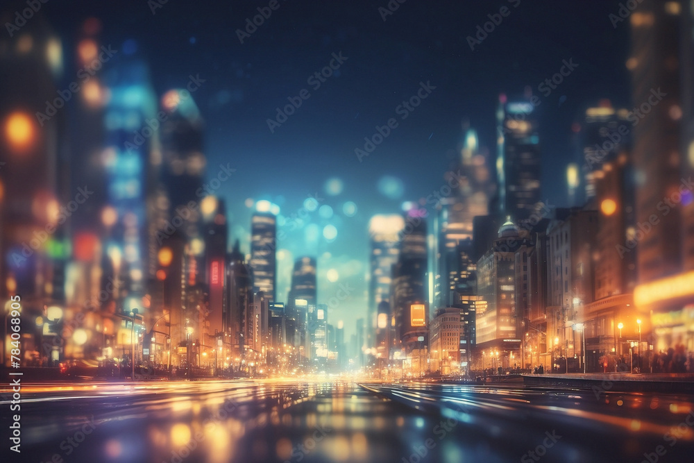 Blurred view of the city at night