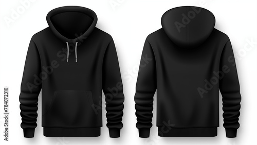 Black hoodie template for your design mockup for print isolated on white background Logo Placement and Branding