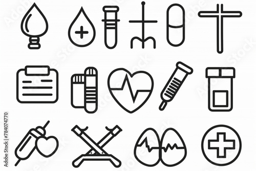 medical care thin line icons 1 vector icon, white background, black colour icon