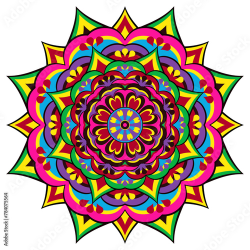 Mandala wit different colors ethnic ornament	