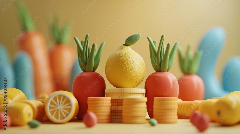 3D render clay style of A Market Trends Analysis, flat color, isolated on pure solid background , High detail, High resolution, 3D render clay style of A Market Trends Analysis, flat color, isolated on pure solid background , High detail, High resolution,