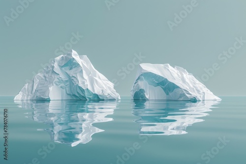 Two ice blocks floating in the ocean. Business concept © top images