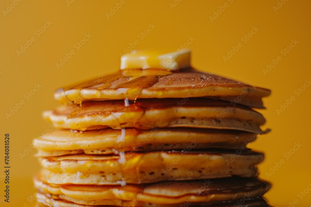 Delicious Stack of Pancakes with Syrup and Butter, Breakfast Concept