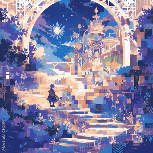 Embark on a Magical Journey with this Enchanted Night Market Scene - Perfect for Illustration Projects and Advertisements