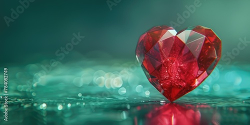 A stunning red heart shaped diamond on a table
