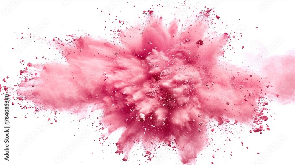 Pink powder explosion. Isolated on white background