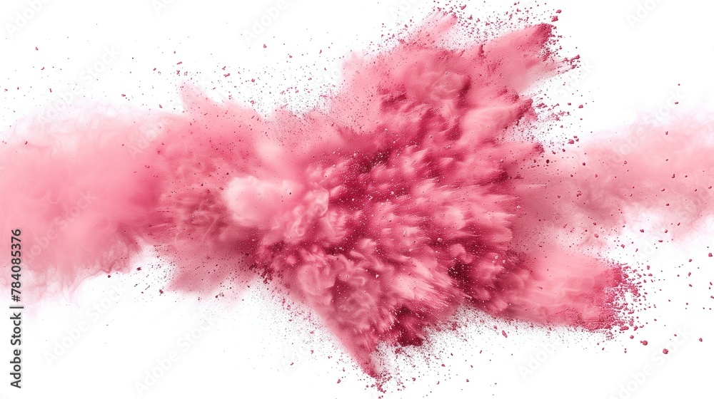 Pink powder explosion. Isolated on white background