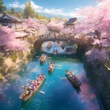 Charming Japanese Riverfront Lifestyle during Spring