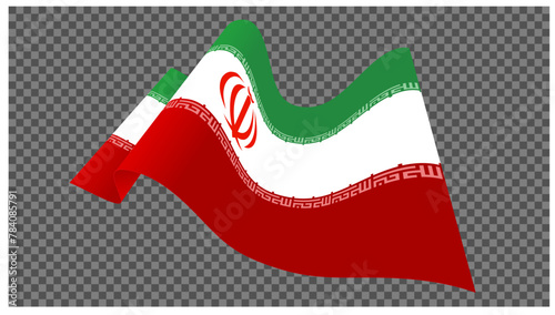 Wavin Iranian flag on transparent background. Vector Illustration. photo