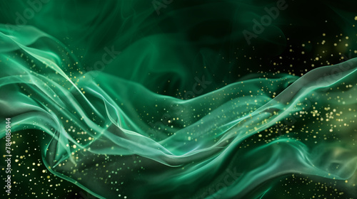 Abstract emerald green lines as wallpaper background illustration.