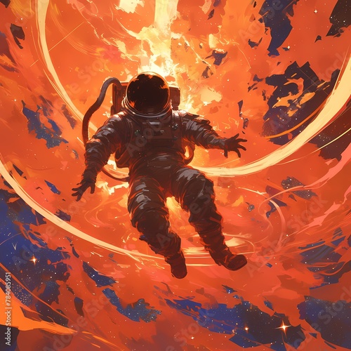 Detailed Image of Futuristic Astronaut in Cosmic Battle