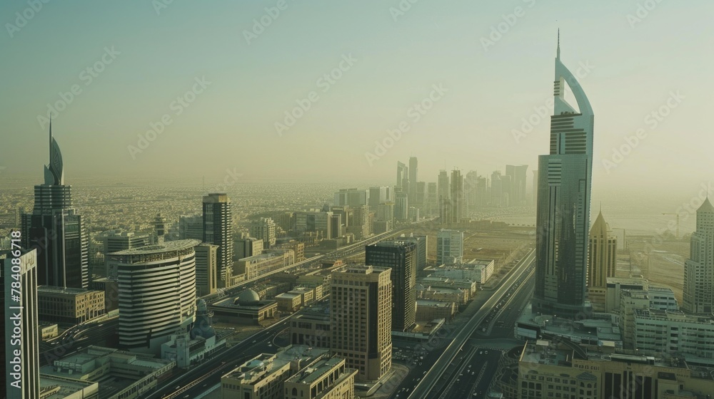 Obraz premium A stunning view of a city from a high rise building
