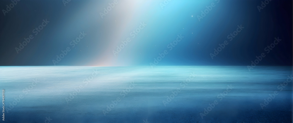 A serene digital artwork depicting a calm horizon line transitioning from deep blue to a starry sky, evoking a sense of quiet and infinity