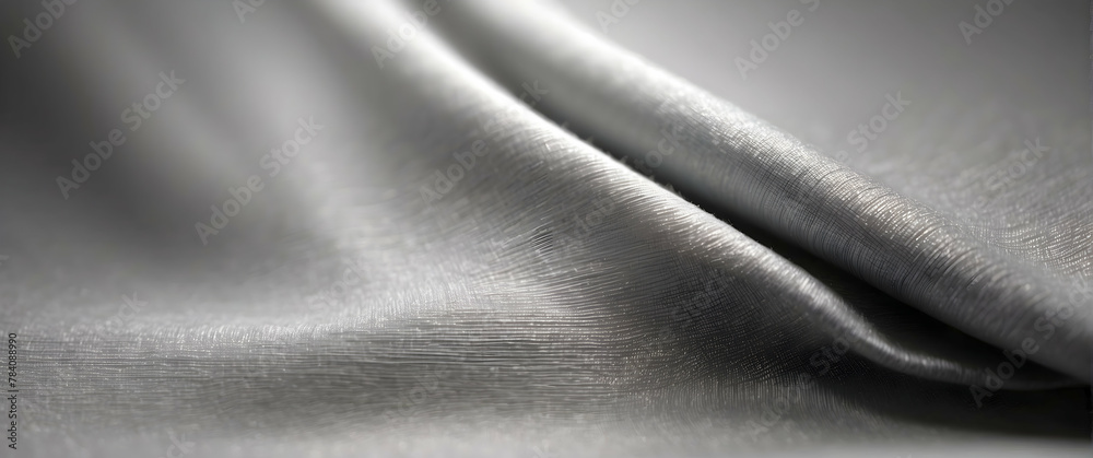 Obraz premium This image captures the elegant and luxurious essence of a close-up, detailed view of a silky smooth silver-colored fabric