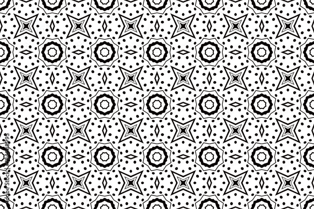 Seamless Wallpaper Textile Art Fabric Visual Template Geometric Texture Tile Cloth Background Interior Design Symmetric Digital Fashion Graphic Pattern.