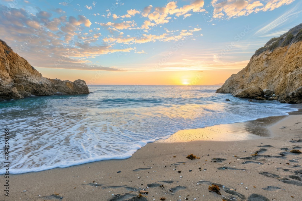Serene Beach Sunset, Tranquil Nature Scene Serene Beach Sunset, Tranquil Nature Scene