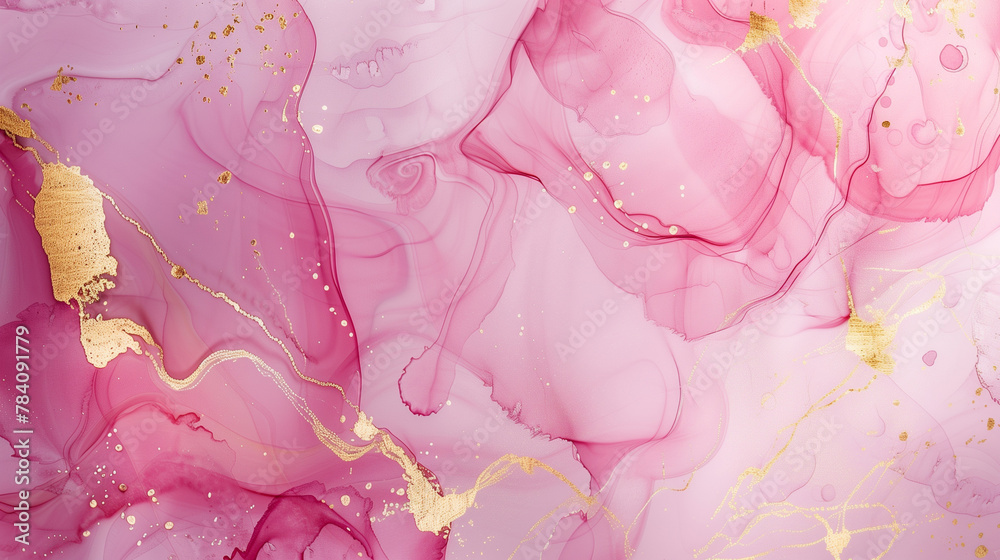 Obraz premium Luxury background banner. Abstract marble marbled stone ink liquid fluid painted painting texture, pink petals