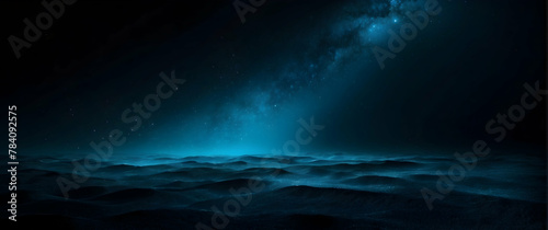 A captivating nightscape embodying an alien terrain under a star-filled deep blue sky