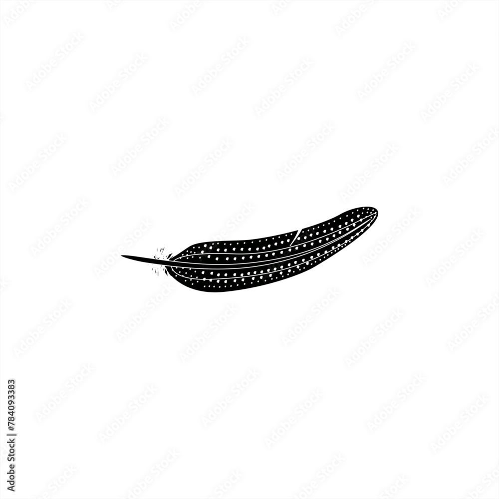 minimalist silhouette illustration of bird feather for icon or logo