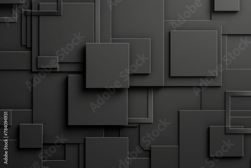 black background with embossed 3d square shape minimalist surface illustration