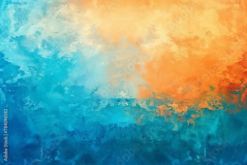colorful vibrant aged horizontal background in medium turquoise pastel orange and royal blue digital ilustration photo