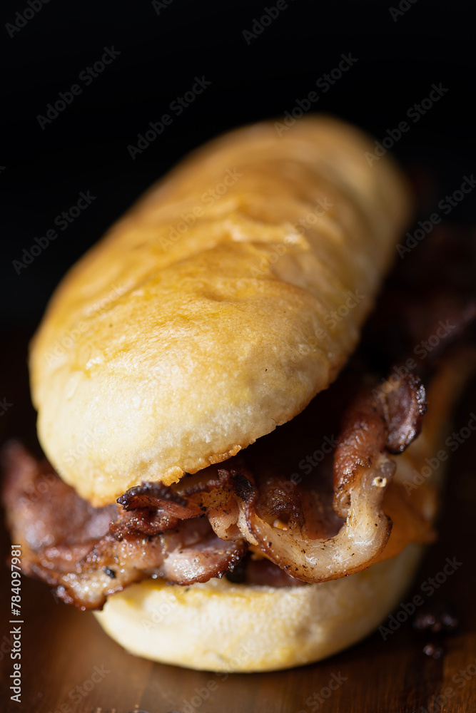 american bacon and eggs breakfast sandwich