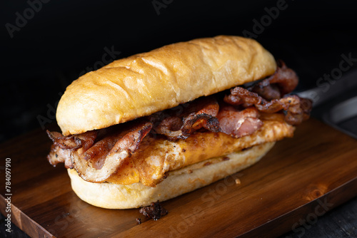 american bacon and eggs breakfast sandwich