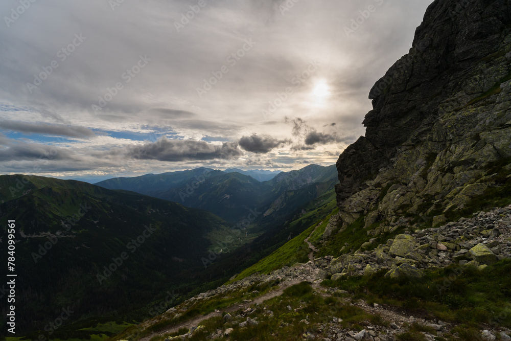 Mountain landscape in the Carpathian Tatra Mountains in the Polish National Park.