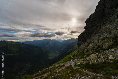 Mountain landscape in the Carpathian Tatra Mountains in the Polish National Park.