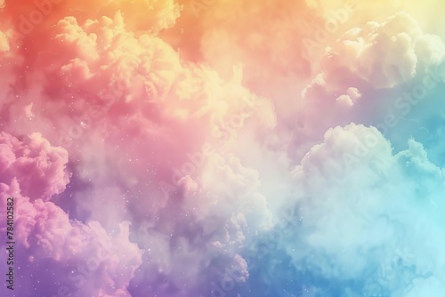 ethereal watercolor clouds in pastel rainbow hues dreamy abstract background digital ilustration