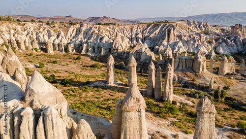 Love Valley to Uchisar Castle. One of the most unique places in Cappadocia, Turkey. Rock formations is set just outside of Goreme