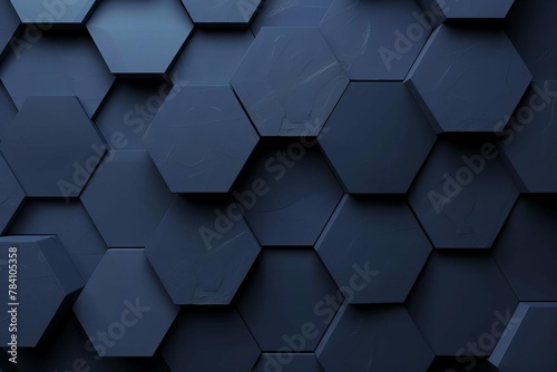 hexagonal dark navy blue 3d texture background illustration