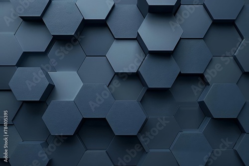 hexagonal dark navy blue 3d texture background illustration