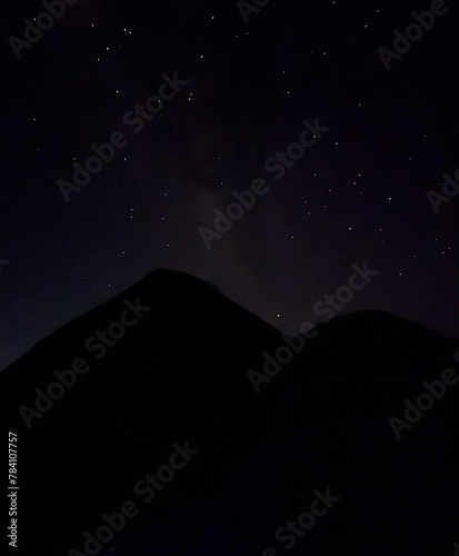 Stars over the volcano in the early morning