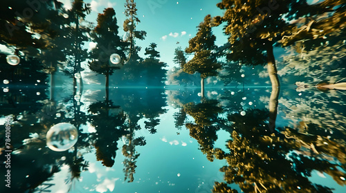 Nature Background  Reflection of trees in a body of water  creating a mirror-like effect that perfectly reflects the trees above it  Wellness  Inner Peace  meditation  mindfulness  Relaxation  zen