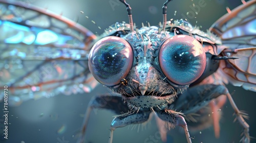 A unique 3d render of an abstract cute flying creature  AI generated illustration photo