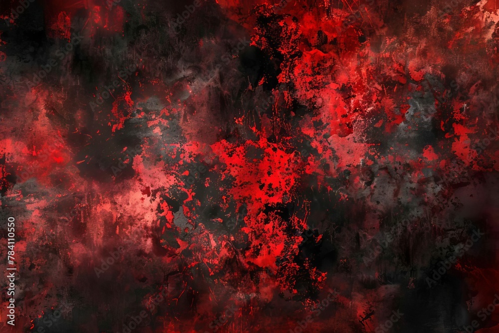red and black abstract background with fiery texture and dramatic contrast digital ilustration - obrazy, fototapety, plakaty 