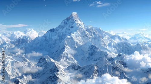 Majestic Snow Capped Peaks of the Himalayan Mountain Range Reaching Towards the Heavens in Nepal