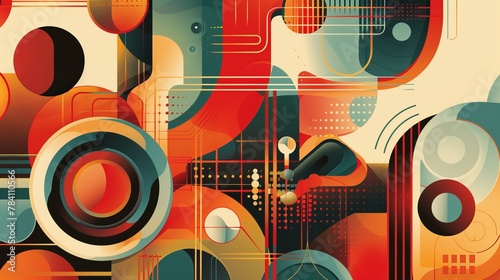Abstract shapes and patterns with a retro feel  AI generated illustration