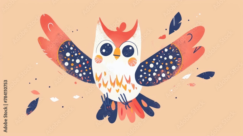 An adorable flying character in a quirky Memphis style   AI generated illustration
