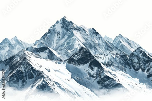 snowy mountain peaks separated on white background majestic landscape photo illustration