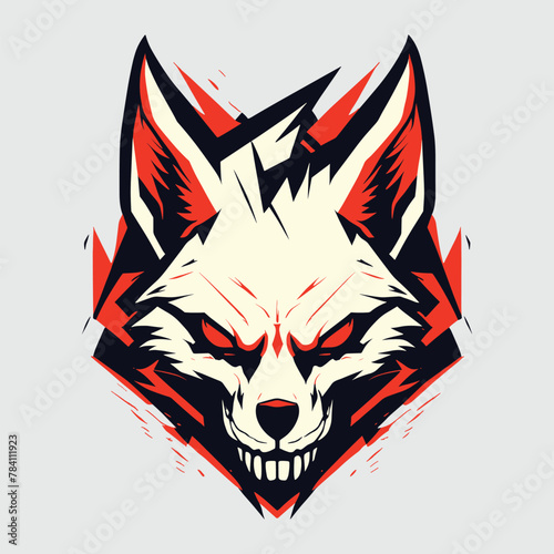 sharp fox head vector editable for merch