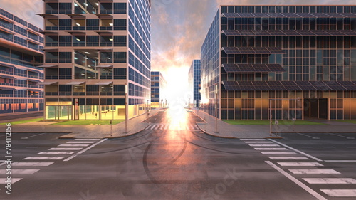未来都市の風景　3DCGレンダリング photo