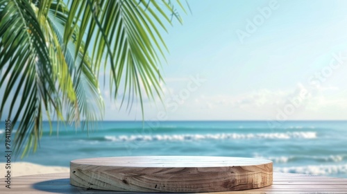 Tropical style platform with ocean in background photo