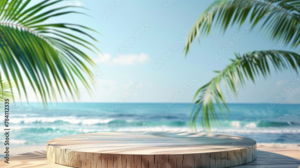 Tropical style platform with ocean in background