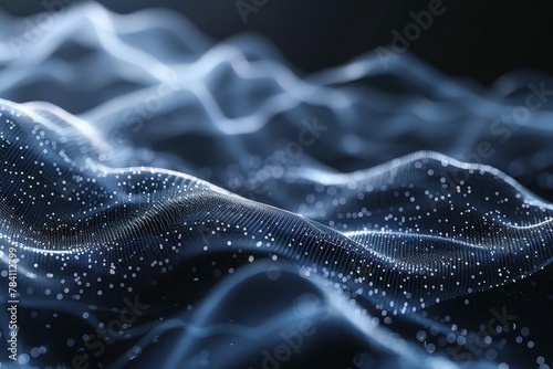 technology digital wave background with flowing particles and motion trails digital ilustration © Lucija