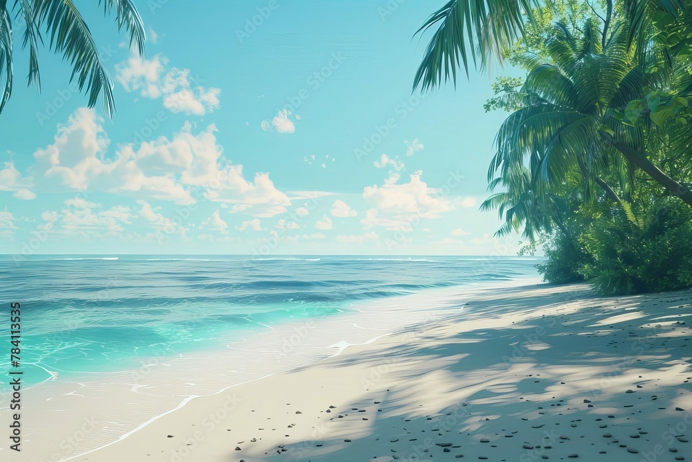 tranquil beach scene with copy space summer travel and vacation concept 3d rendering digital ilustration