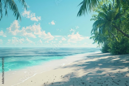 tranquil beach scene with copy space summer travel and vacation concept 3d rendering digital ilustration © Lucija
